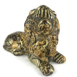 La Vie Safari African Lion Patchwork Figurine Wild Cat Animal Jungle Home Decor